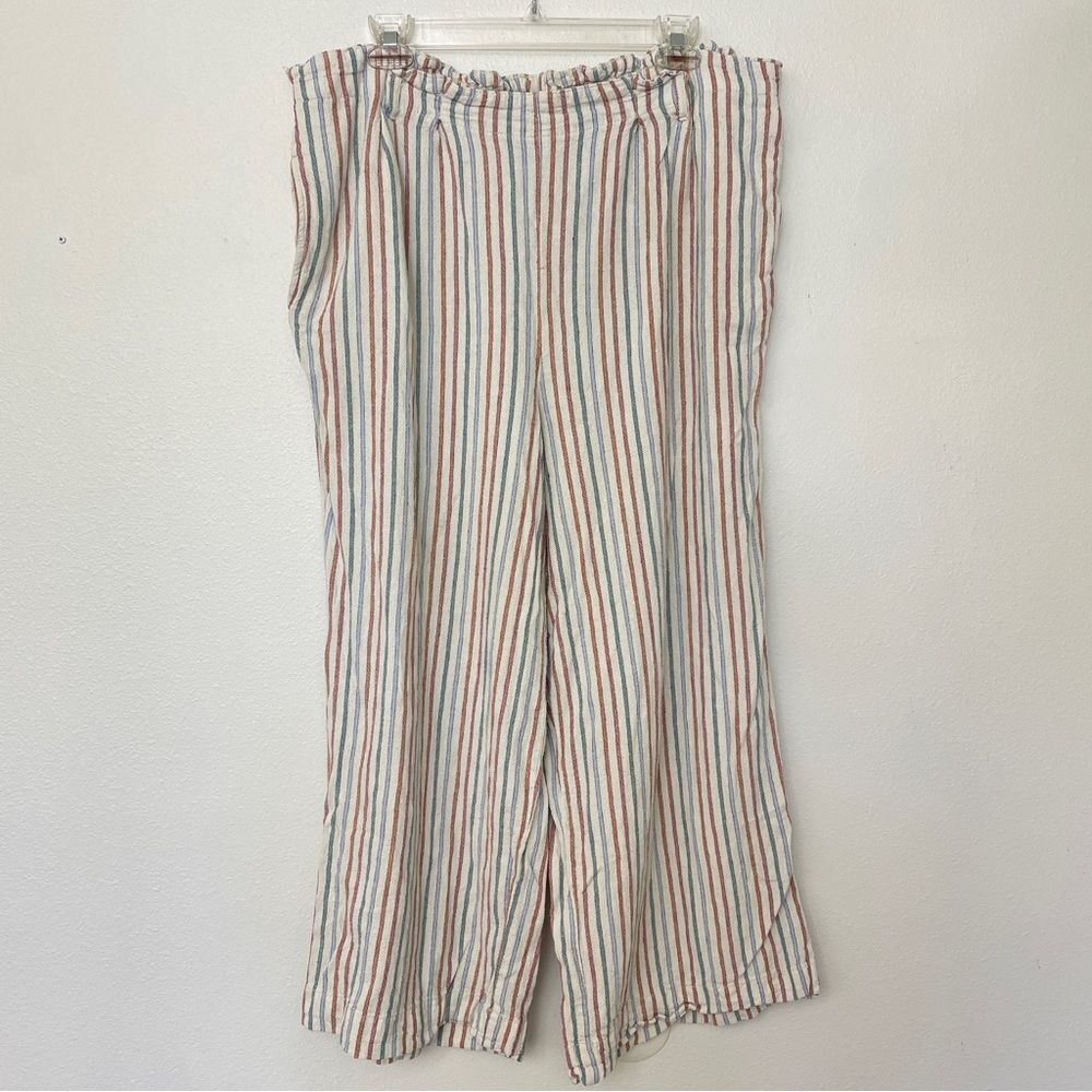 Dip Striped Linen Blend Wide Leg Pants